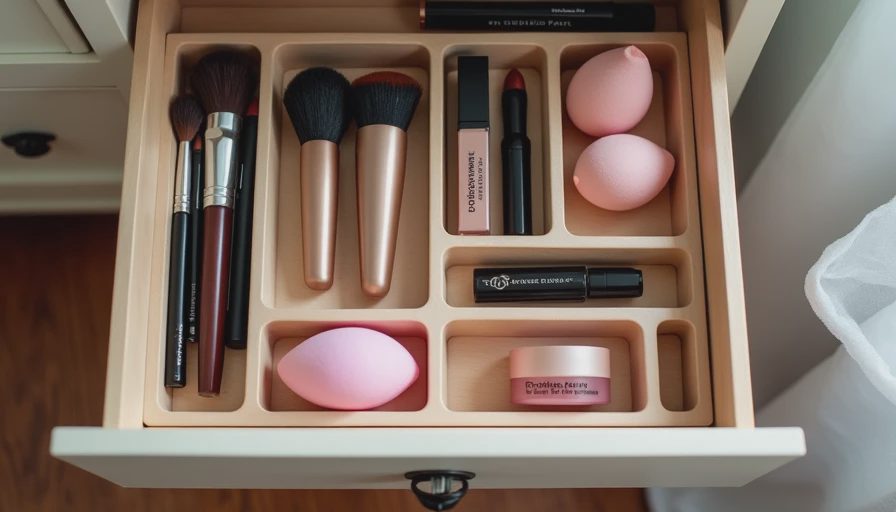 Organized makeup drawer holding work makeup essentials for a busy mom