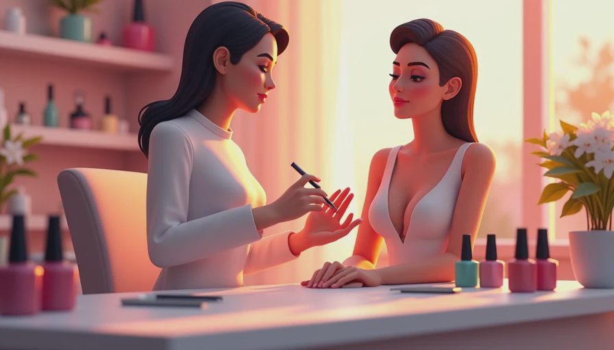 Illustration for acrylic nails natural look
